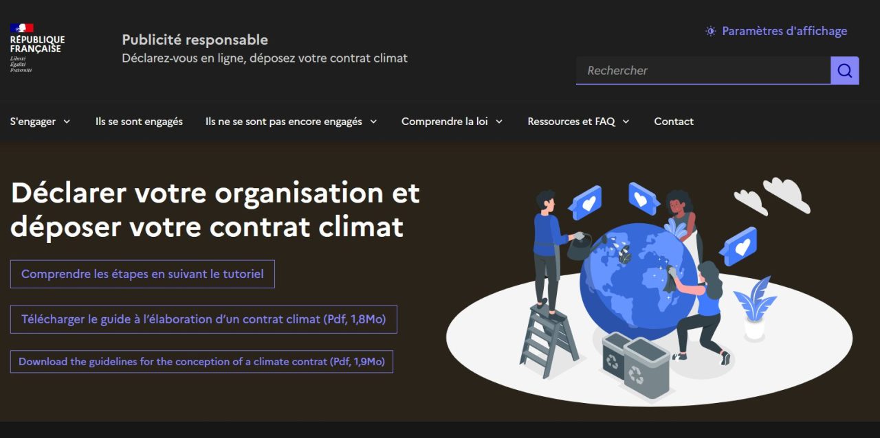 Contrats climat : entrée en vigueur le 1er janvier 2023 de la procédure de sanction du défaut de déclaration sur la plateforme « publicité responsable »(décret n° 2022-1377 du 29 octobre 2022)
