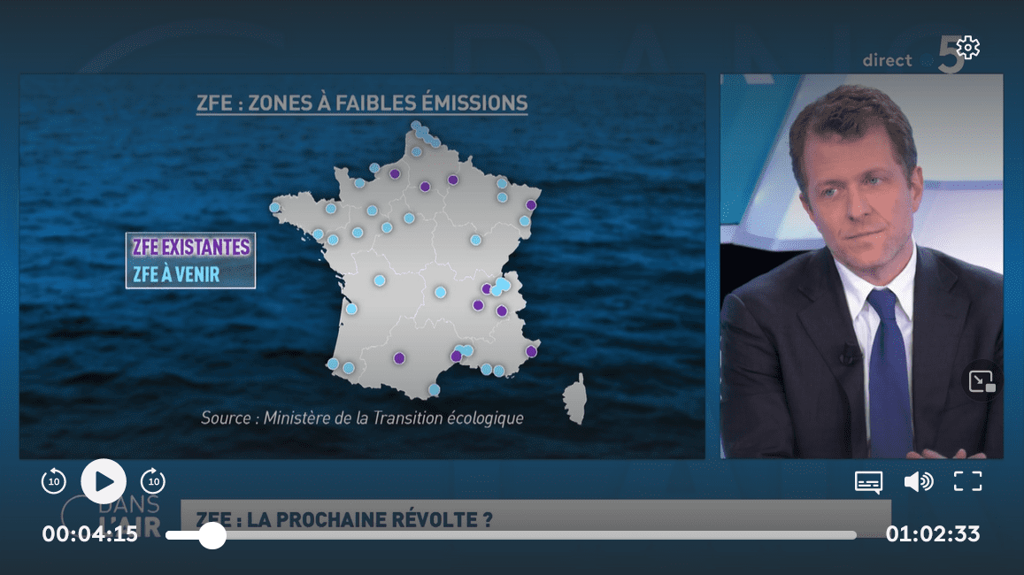 Zones à faible émission mobilité (ZFE) : Arnaud Gossement invité de l’émission « C dans l’air » sur France 5