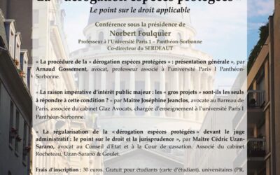 📢 [𝐰𝐞𝐛𝐢𝐧𝐚𝐢𝐫𝐞] La dérogation espèces protégées : matinale du droit de l&rsquo;environnement exceptionnelle ce jeudi 12 mars 2026